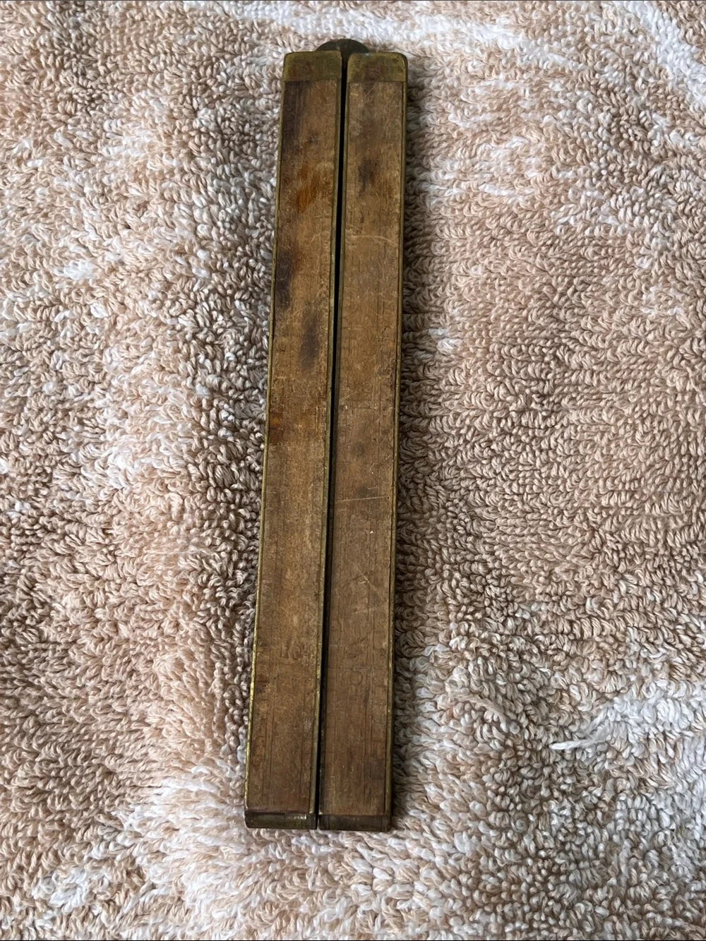 Classic Folding Brass Ruler in Brown – Compact Home Office Tool